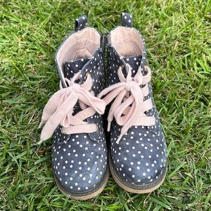 Toddler Cat & Jack Grey and Pink polka dot boots